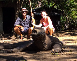 Close with the sleeping Komodo